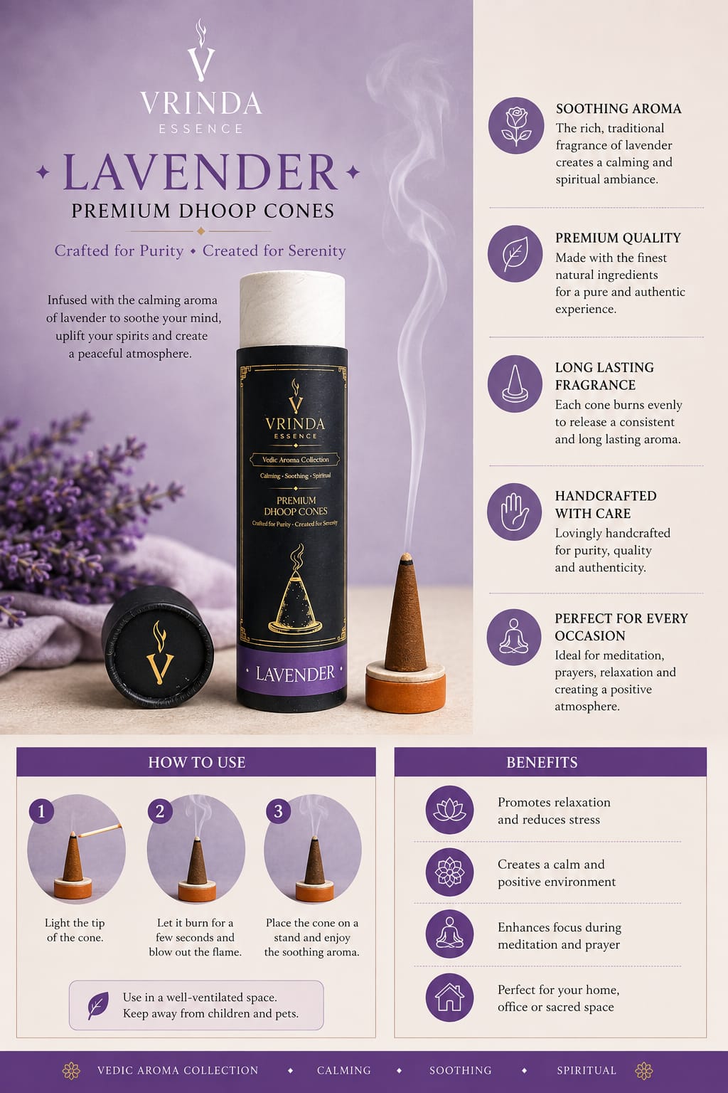 Vedic Aroma Dhoop Cones – Lavender